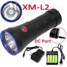 1200LM XM-L2 LED Diving Flashlight Underwater Rechargeable Dive Lamp Torch Waterproof Lanterna + 4x 18650 Battery+Charger 2024 - buy cheap