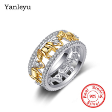 Yanleyu, Изящные Ювелирные изделия, Золотое кольцо в виде слона с животными, однотонное женское серебряное кольцо с кубическим цирконием класса ААА, бриллиантовое кольцо PR295 2024 - купить недорого