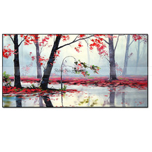 Handmade Landscape Picture Sunset Seascape Wall Decor Calligraphy Hand Painted Abstract Water Plant Oil Painting on Canvas 2024 - buy cheap