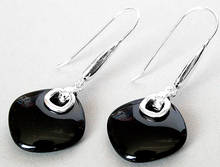 FASHION 925 SILVER NATURAL BLACK stone EARRINGS 14/5" -Bride jewelry free shipping 2024 - buy cheap