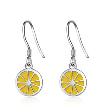 Creative Fashion Sweet Exquisite Personality 925 Sterling Silver Jewelry Epoxy Yellow Lemon Female Dangle Earrings XZE214 2024 - buy cheap