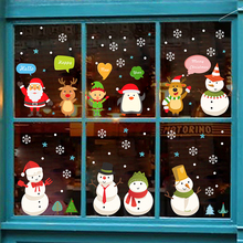 Наклейки на стену с изображением оленя снеговика, дома, гостиной, рождественские украшения, магазин, окно, стекло, ПВХ Декор, рождественские наклейки Санта-Клауса 2024 - купить недорого