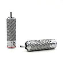 Free shipping 4pcs Carbon Fiber Rhodium plated Non Solder RCA Male plug connector 2024 - buy cheap