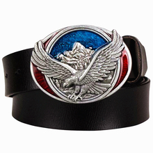 Men's belt Genuine leather  metal buckle American flag belts retro fly eagle western style belt hip hop Street Dance belt 2023 - buy cheap