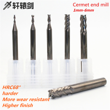 2 uds HRC65 Cermet Endmill 4mm 6mm 4F-D1.0x50 1/1.5/2/ 3/ 4/5/6mm Metal cerámica cabeza plana Molino de procesamiento de alto fresado 2024 - compra barato