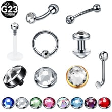 1PC Titanium Nose Ring CBR Eyebrow Tragus Labret Lip Vagina Piercings CZ Gem Ear Cartilage Helix Dermal Anchor Piercings Jewelry 2024 - buy cheap