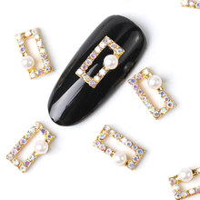 10 piezas rectangulares de cristal brillante para decoración de uñas, perlas de imitación de aleación para decoración de uñas, purpurina, colgante de joyería para uñas 3D, novedad de 2019 2024 - compra barato