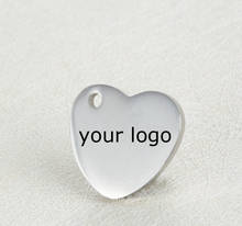 13*14mm Heart Shape Stainless Steel Charm-Customized Charm Engrave Laser your own logo 2024 - buy cheap