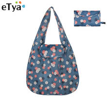 ETya женская сумка из ткани Оксфорд, сумка на плечо с мультяшным котом, Женская вместительная сумка для путешествий, складная сумка-тоут, сумки для покупок 2024 - купить недорого