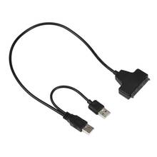 Черный Кабель-адаптер с USB 2,0 на SATA 7 + 15 Pin 22 для 2,5 "HDD жесткого диска с USB кабелем питания магазин оптовая продажа 2024 - купить недорого