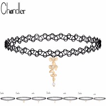 Chandler-gargantilla de tatuaje elástica para mujer, Collar Retro gótico, Gargantilla elástica, joyería de moda, 10 estilos 2024 - compra barato