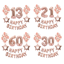 Lote de 37 Unidades de decoraciones para 13 cumpleaños, Globos de Oro rosa de 13 cumpleaños, cartel de cumpleaños 13, decoración de confeti para fotos 2024 - compra barato