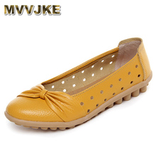 MVVJKE   2018 Summer Women Ballet Flats Genuine Leather Loafers Shoes Slip On Flat Heel Shoes Ladies Loafers Ballerina Flats 2024 - buy cheap