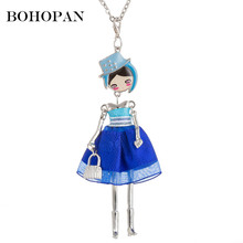 Bohopan 5 Color Elegant Doll Necklace Organza Dress Metal Handbag Pendant Charming Neck Jewelry High Quality collier femme 2019 2024 - buy cheap