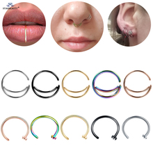 Starbeauty 2pcs/lot 8/10mm New C Moon Fake Nose Ring Hoop Septum Ear Cuff Fake Piercing Labret Lip Helix Piercing Falso Earrings 2024 - buy cheap