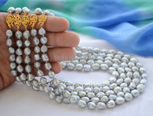 Venta al por mayor collar de perlas de agua dulce barroco gris de 5 piezas 17 "9mm 2024 - compra barato