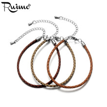 RUIMO Colorful Braided Leather Rope Chains Charms Bracelet Women Men With 316l Stainless Steel Lobster Clasp Fit European Beads 2024 - buy cheap
