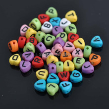 400Pcs 7mm Mixed Alphabet Letter Acrylic Flat Heart Spacer Beads For jewelry making Diy YKL0236 2024 - buy cheap