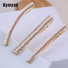 Kymyad Headwear Crystal Hairpins Imitation Pearl Jewelry Hair Clips Gold Color Barrettes Girls Hair Accessories Jewellry 2024 - buy cheap