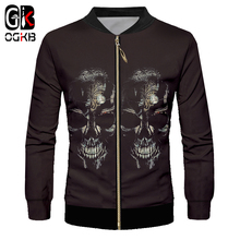 OGKB 2018 Spring Fall Hip Hop Grunge 3d Cool Mans Printing Skull Jacket With Zipper Outwear Streetwear Long Sleeve Top Coat 6xl 2024 - buy cheap