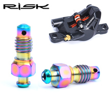 Risk 2pcs M6 Titanium Alloy MTB Bike Hydraulic Disc Brake Exhaust Bolts Bicycle Brake Clip Oiling and Bleed Screw 2 colors 2024 - buy cheap