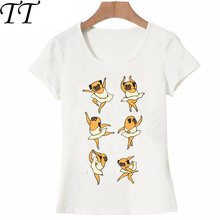 2021 novo verão feminino camiseta adorável ballet pug impressão camiseta engraçado arte do cão casual topos hipster menina t camisa das senhoras da forma 2024 - compre barato