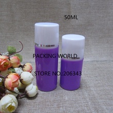 50ML purple  plastic airless bottle silver  line white  lid for serum/lotion/gel/emulsion  Cosmetic Packaging 2024 - buy cheap