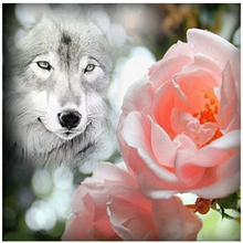 Rosa rosa & lobo diamante bordado 5d diy pintura diamante mosaico ponto cruz floral strass decoração de casa artesanato as373 2024 - compre barato