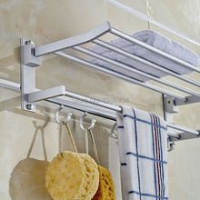Suporte de toalha barato de alta qualidade tr1021, suporte de toalha duplo para parede, espaço prateleira de toalhas de alumínio 2024 - compre barato