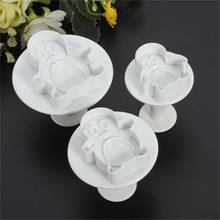 3PCS Fondant Cake Mould DIY Penguin embossing mold Cake Cookie Biscuit Fondant Sugarcraft Cutter Plunger Mold Tool CT077 2024 - buy cheap