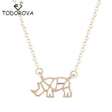 Todorova Origami Rhinoceros Pendant Necklace Animal Rhino Statement Jewelry Choker Necklace Bridesmaid Gift 2024 - buy cheap