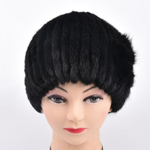 Genuine Mink Fur Caps Women  Knitted Mink Fur Hats With Fur Flower Women Real Fur Flower Beanies Hats Winter 2024 - buy cheap