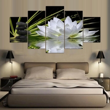 Pintura com miçangas 3d, faça você mesmo, 5 peças de flor de lótus branco, vedação de água, redondo, bordado, kit completo com imagem de diamante 2024 - compre barato