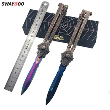 Swayboo Practice butterfly knife fade csgo knife Black widow fade rainbow Trainer folding knife game knife dull tool no edge 2024 - buy cheap