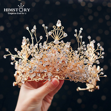 Himstory Royal Luxury Baroque Handmade Gold Branch Crystal Bridal Hairband Tiaras Crown Bride HEadband Wedding Hair Accessories 2024 - buy cheap