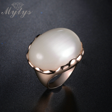 Mytys-llamativos anillos de ópalo blanco para mujer, sortija rosa dorada de moda grande a la moda, R1811 2024 - compra barato
