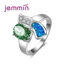 Hot S925 Stamped Fine Sterling Silver Anillos Mujer Green Gemstone Engagement Wedding Rings For Women Bridal Jewellery 2024 - buy cheap