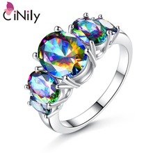 CiNily Created Mystic Stone Silver Plated Wholesale Hot Sell Jewelry for Women Party Birthday Gift Ring Size 6-9 NJ11080 2024 - buy cheap