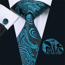 Men`s Tie Green Paisley Silk Jacquard Woven Necktie Handkerchief Cufflinks Set For Business Wedding Party Free Shipping FA-1045 2024 - buy cheap