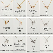 10PCS Alloy 12 Zodiac Pendant Necklace Fashion Collarbone Chain Card Necklace Hand Stamped Jewelry 2024 - buy cheap