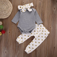 3pcs Newborn Infant Baby Girls Clothes solid T-shirt Tops Pants Leggings Outfit Set 2024 - buy cheap