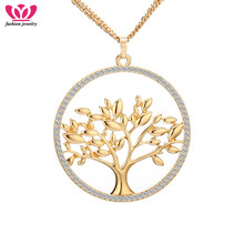 Women Long Necklace Vintage Tree of Life Pendant Necklace Crystal Round Fashion Jewelry Gifts for Women 2024 - buy cheap