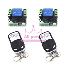 Controle remoto sem fio 1 canais/12v, interruptor por relé/sistema de rádio, 2 mini receptor e 2 transmissores de metal, novo, 2015