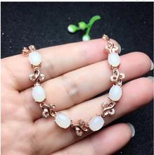 Natural Hetian White Jade chain bracelet Free shipping Natural real Hetian Jasper 925 sterling silver Fine jewelry 6*8mm 6pcs 2024 - buy cheap