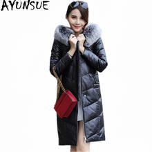 AYUNSUE 2020 Women Leather Down Jacket Warm Winter Coat Female Faux Fox Fur Collar Hooded Women's Jackets Jaqueta Couro WXF283 2024 - buy cheap