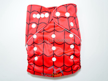 Многоразовые подгузники с рисунком Человека-паука, водонепроницаемые детские подгузники, моющиеся тканевые подгузники + 1 шт. вставка из микрофибры FT13 2024 - купить недорого