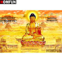 HOMFUN-pintura de diamante 5D DIY "Buda religioso", bordado 3D con diamantes de imitación cuadrados o redondos, estilo punto de cruz 5D, decoración del hogar, A17295 2024 - compra barato