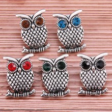 10pcs/lot New 18mm Metal Snap Buttons Jewelry Rhinestone Owl Snap Buttons Fit 18mm Snap Button Bracelet Jewelry 2024 - buy cheap