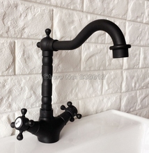 Black Oil Rubbed Bronze Kitchen Faucets Bathroom Sink Faucet Double Cross Handle Swivel Spout Bath Basin Mixer Tap tnf342 2024 - buy cheap