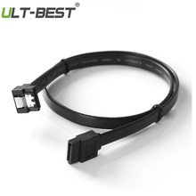 ULT лучшие SATA 3,0 III SATA3 7pin кабели для передачи данных 6 ГБ/сек. SSD правый угол кабель HDD жесткий диск шнур черный и красный цвета Цвет 50 см 2024 - купить недорого